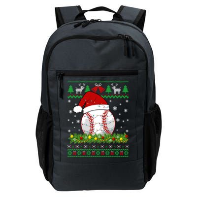 Ugly Sweater Christmas Lights Baseball Player Sport Xmas Gift Daily Commute Backpack