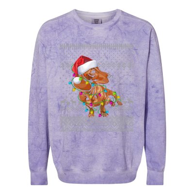 Ugly Sweater Christmas Lights Dachshund Dog Puppy Lover Gift Colorblast Crewneck Sweatshirt