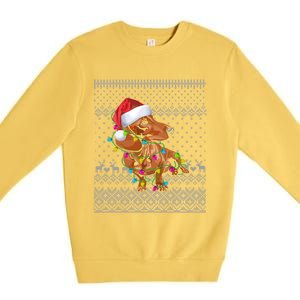 Ugly Sweater Christmas Lights Dachshund Dog Puppy Lover Gift Premium Crewneck Sweatshirt