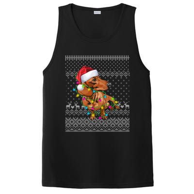 Ugly Sweater Christmas Lights Dachshund Dog Puppy Lover Gift PosiCharge Competitor Tank