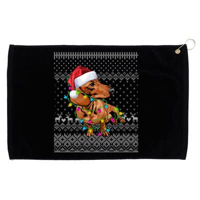 Ugly Sweater Christmas Lights Dachshund Dog Puppy Lover Gift Grommeted Golf Towel