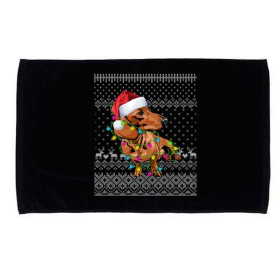 Ugly Sweater Christmas Lights Dachshund Dog Puppy Lover Gift Microfiber Hand Towel