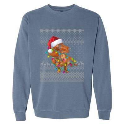 Ugly Sweater Christmas Lights Dachshund Dog Puppy Lover Gift Garment-Dyed Sweatshirt