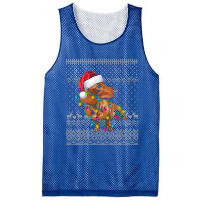 Ugly Sweater Christmas Lights Dachshund Dog Puppy Lover Gift Mesh Reversible Basketball Jersey Tank