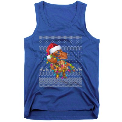 Ugly Sweater Christmas Lights Dachshund Dog Puppy Lover Gift Tank Top