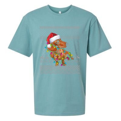 Ugly Sweater Christmas Lights Dachshund Dog Puppy Lover Gift Sueded Cloud Jersey T-Shirt