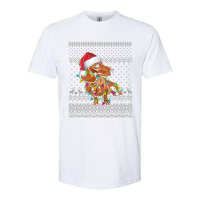 Ugly Sweater Christmas Lights Dachshund Dog Puppy Lover Gift Softstyle CVC T-Shirt