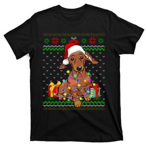 Ugly Sweater Christmas Lights Dachshund Dog Lover T-Shirt