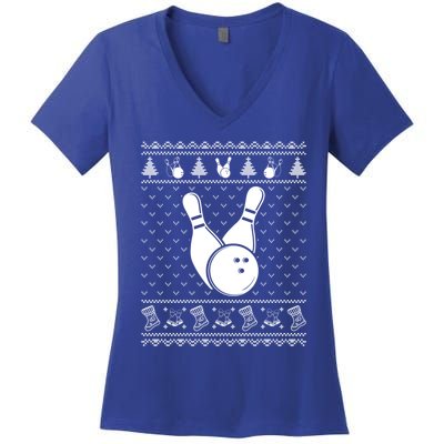 Ugly Sweater Christmas Holiday Design Funny Baseball Xmas Gift Women's V-Neck T-Shirt