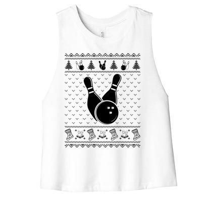 Ugly Sweater Christmas Holiday Design Funny Baseball Xmas Gift Women's Racerback Cropped Tank