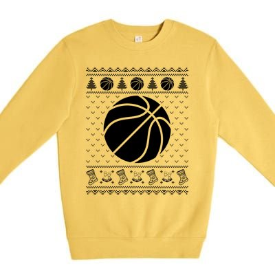 Ugly Sweater Christmas Holiday Design Funny Basketball Xmas Gift Premium Crewneck Sweatshirt