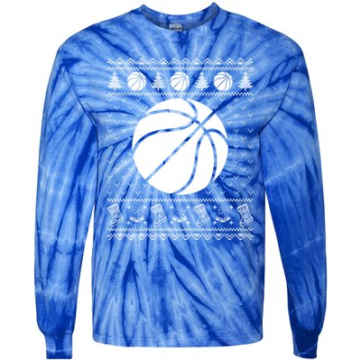 Ugly Sweater Christmas Holiday Design Funny Basketball Xmas Gift Tie-Dye Long Sleeve Shirt