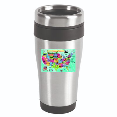 United States Cartoon Drawing 16oz Travel Tumbler