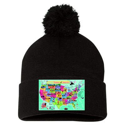 United States Cartoon Drawing Pom Pom 12in Knit Beanie