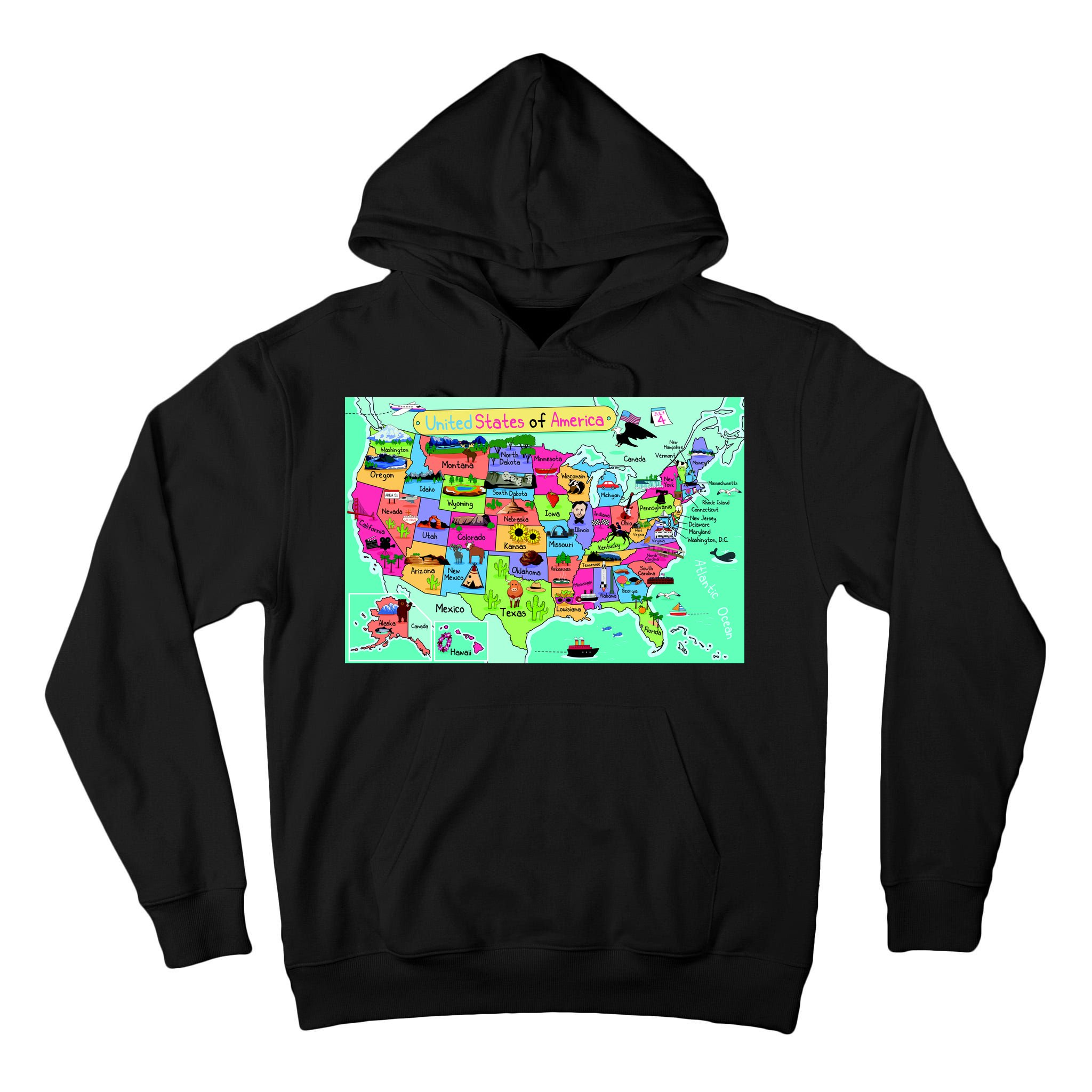 United States Cartoon Drawing Tall Hoodie