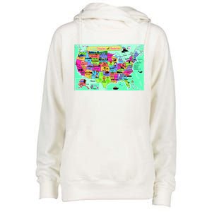 United States Cartoon Drawing Womens Funnel Neck Pullover Hood