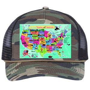 United States Cartoon Drawing Retro Rope Trucker Hat Cap