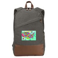 United States Cartoon Drawing Cotton Canvas Backpack
