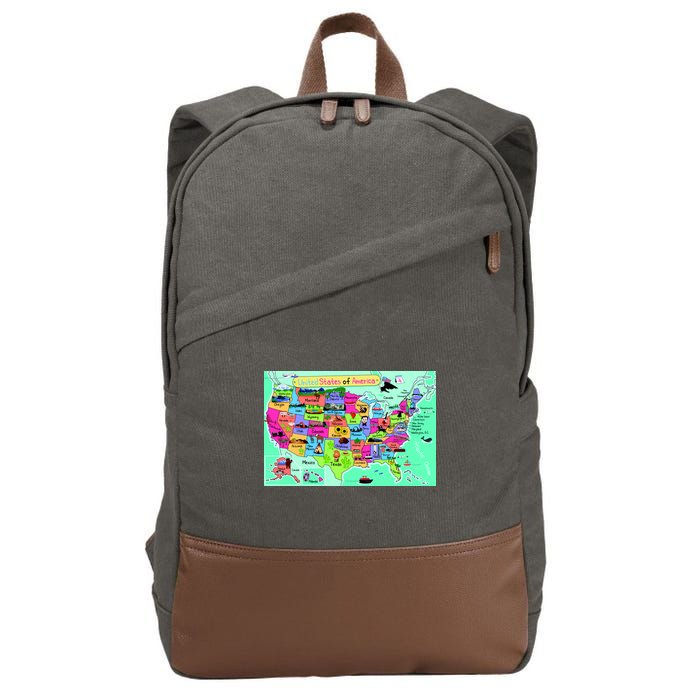 United States Cartoon Drawing Cotton Canvas Backpack