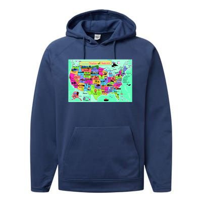 United States Cartoon Drawing Performance Fleece Hoodie