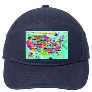 United States Cartoon Drawing 7-Panel Snapback Hat