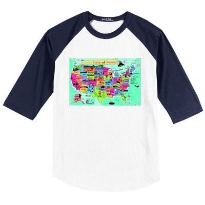 United States Cartoon Drawing Baseball Sleeve Shirt