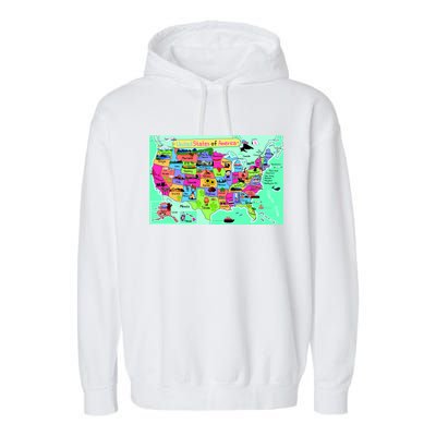 United States Cartoon Drawing Garment-Dyed Fleece Hoodie