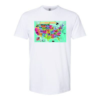 United States Cartoon Drawing Softstyle CVC T-Shirt