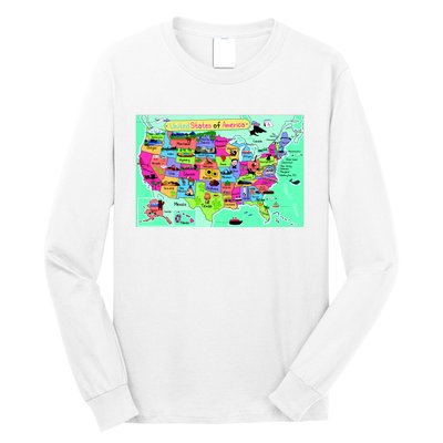 United States Cartoon Drawing Long Sleeve Shirt