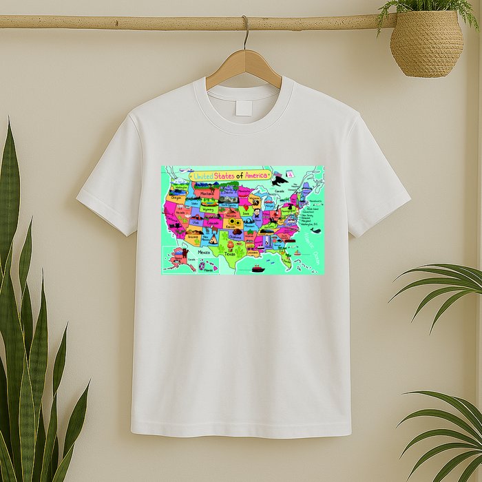 United States Cartoon Drawing T-Shirt