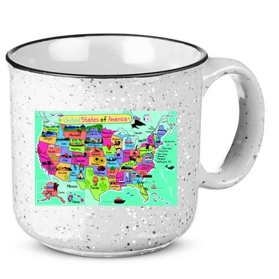 United States Cartoon Drawing 15oz Campfire Ceramic Mug
