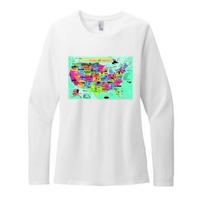 United States Cartoon Drawing Womens CVC Long Sleeve Shirt