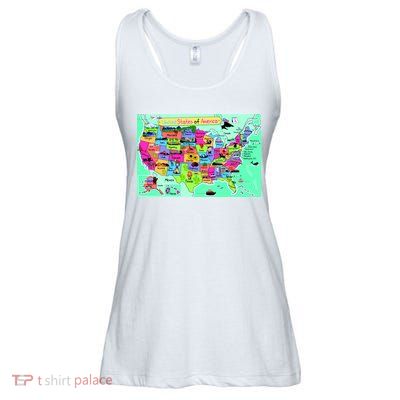 United States Cartoon Drawing Ladies Essential Flowy Tank