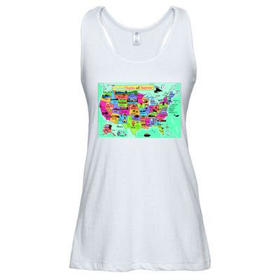 United States Cartoon Drawing Ladies Essential Flowy Tank