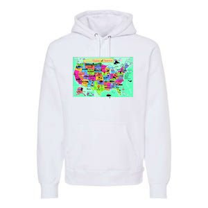 United States Cartoon Drawing Premium Hoodie