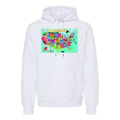 United States Cartoon Drawing Premium Hoodie