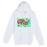 United States Cartoon Drawing Premium Pullover Hoodie