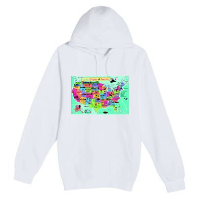 United States Cartoon Drawing Premium Pullover Hoodie