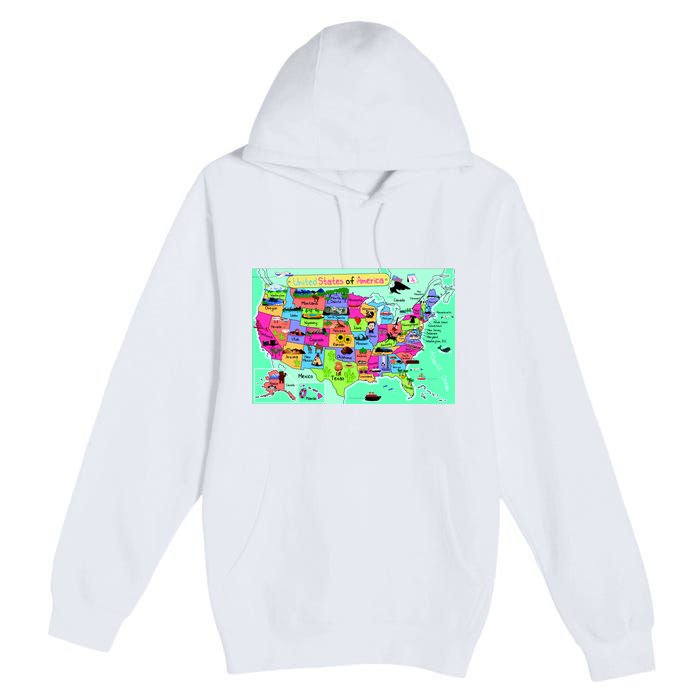 United States Cartoon Drawing Premium Pullover Hoodie