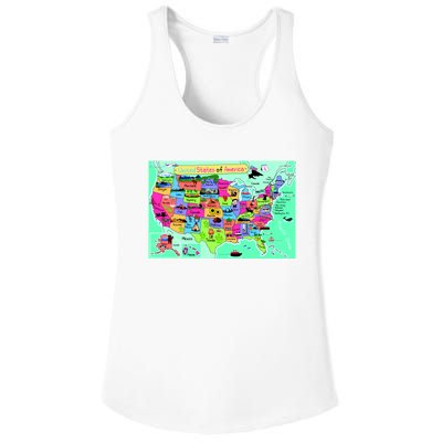 United States Cartoon Drawing Ladies PosiCharge Competitor Racerback Tank