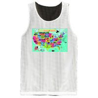 United States Cartoon Drawing Mesh Reversible Basketball Jersey Tank