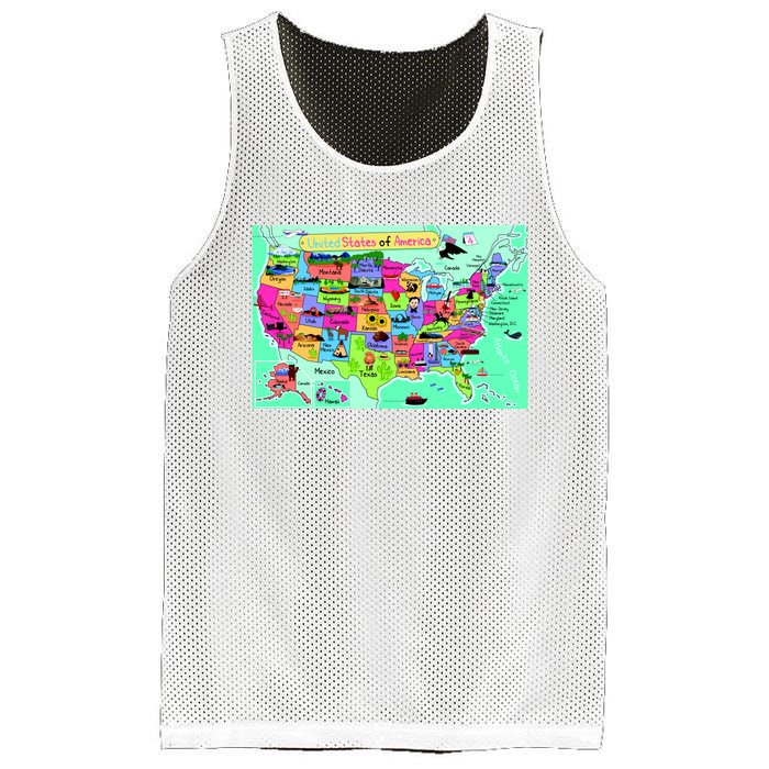 United States Cartoon Drawing Mesh Reversible Basketball Jersey Tank