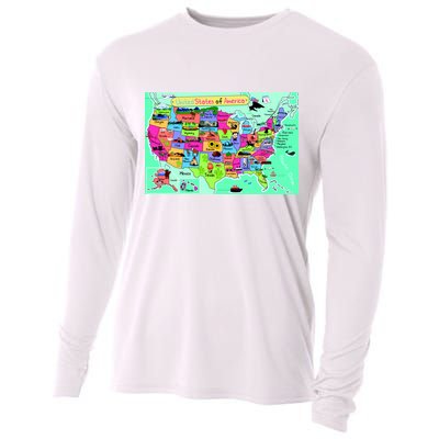 United States Cartoon Drawing Cooling Performance Long Sleeve Crew