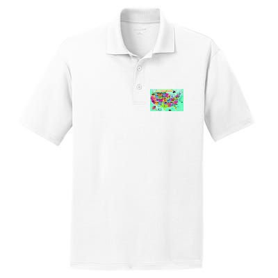 United States Cartoon Drawing PosiCharge RacerMesh Polo