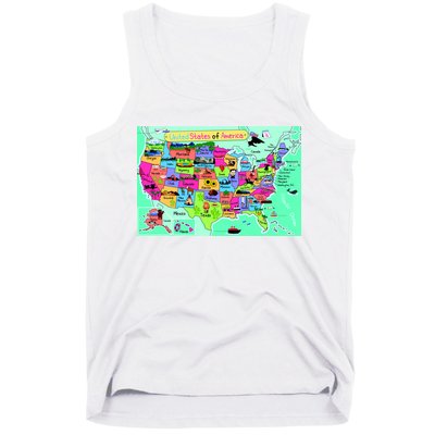 United States Cartoon Drawing Tank Top