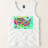 United States Cartoon Drawing Tank Top