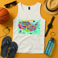 United States Cartoon Drawing Tank Top