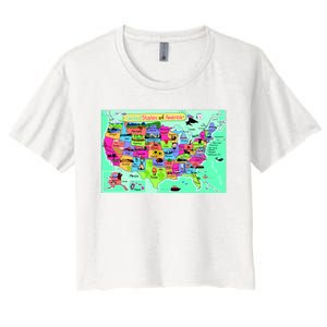 United States Cartoon Drawing Women's Crop Top Tee