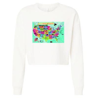 United States Cartoon Drawing Cropped Pullover Crew