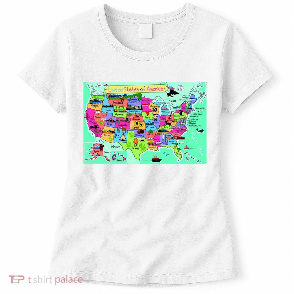 United States Cartoon Drawing Womens T-Shirt